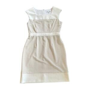 Sandra Darren | Women's Cream & Tan Dress | Size 8 | 0750